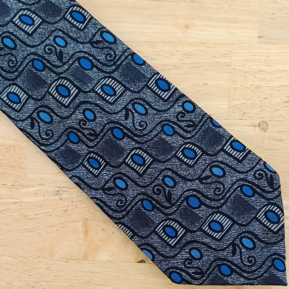 Manzoni Elegant Blue and Gray Patterned Men's *PRINT* Tie